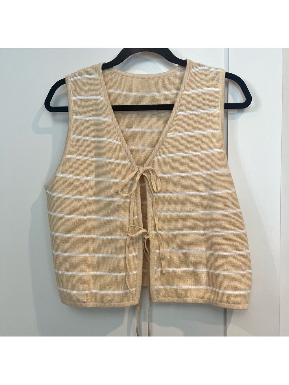 Striped Tan Sleeveless Top